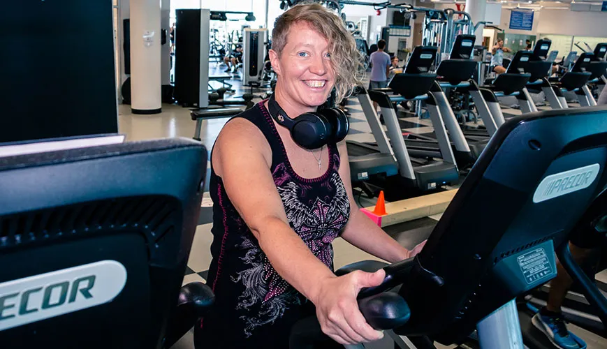 Serena on the elliptical 